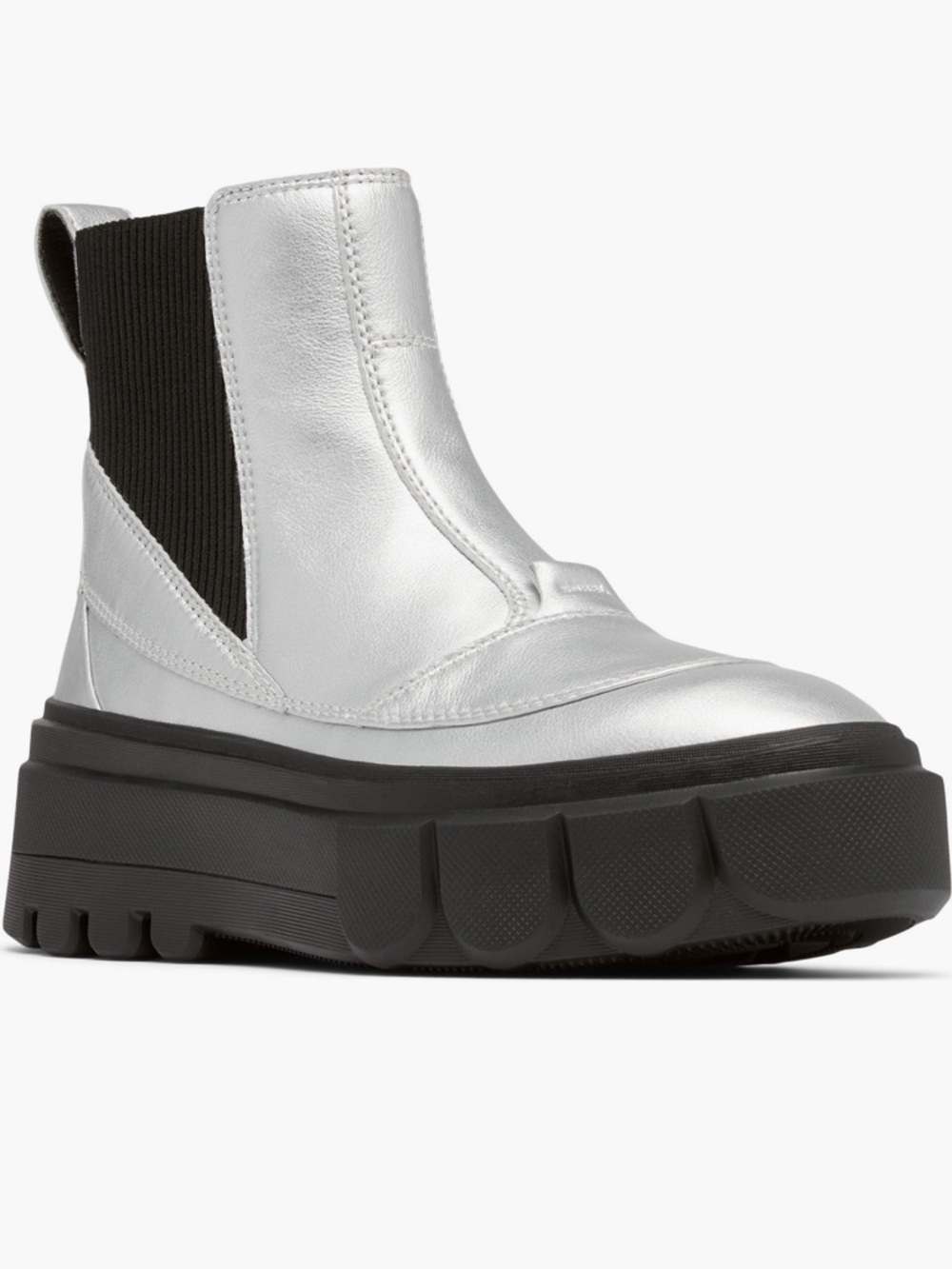 🪢2/$100 SOREL NIB CARIBOU X Waterproof Platform Chelsea, Metallic Silver, moon